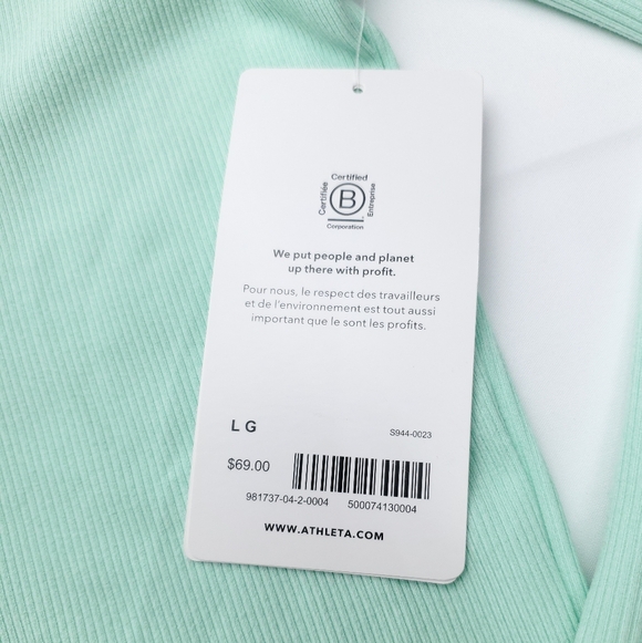 NEW Athleta Uptempo Ribbed Henley Long Sleeve Top Mint Green Women’s Size L - Picture 9 of 14